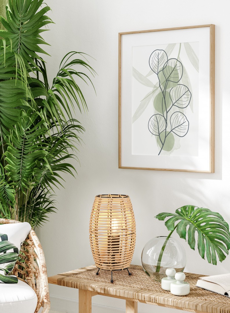Lampa wiklinowa z siatki rattanowej